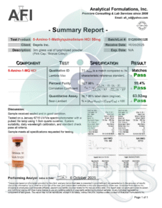  5-Amino-1-Methylquinolinium - COA - Debs Peptalk